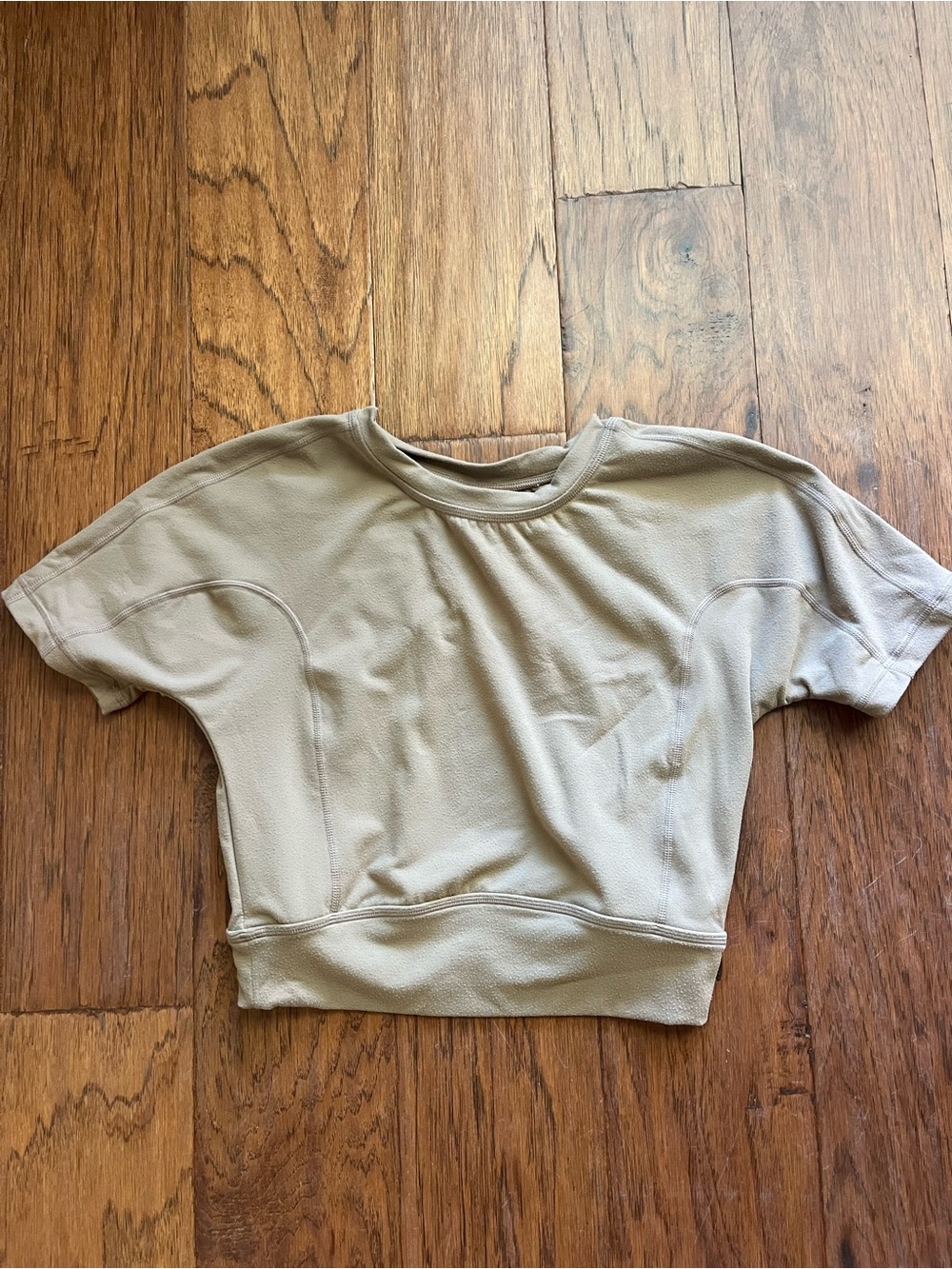 Cropped Short-Sleeve Top in Light Taupe